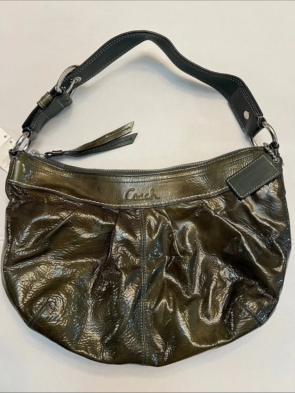 COACH CLASSIC GREEN PATENT LEATHER HOBO BAG PURSE NEW WITH TAGS